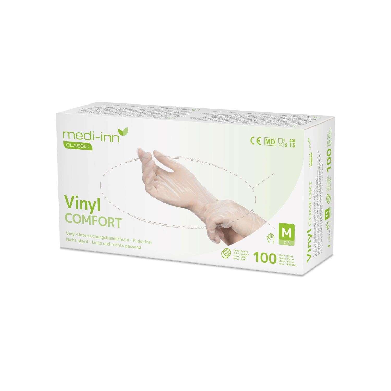Medi-Inn Vinyl Comfort, Einmalhandschuhe puderfrei, latexfrei - Gr. S-XL